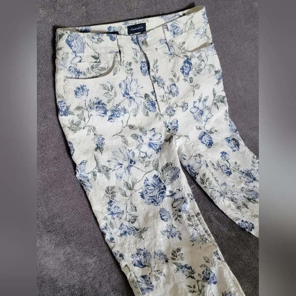 RARE Women's Charter Club White Floral Lexington Straight Pants Sz 12 LIKE NEW - Picture 5 of 15